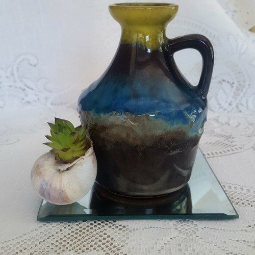Strehla Keramik vintage vase like new, 1960s glazed ceramic