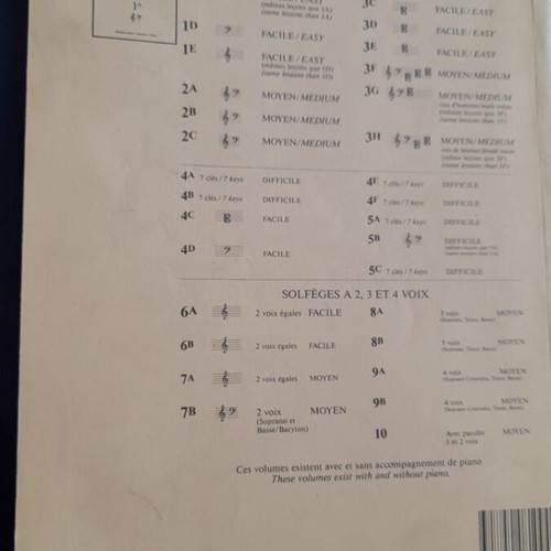 Solfege Lemoine 2A used music book