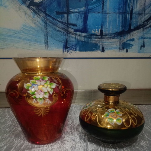 Old Bohemian decorative pieces used, set of 2 items