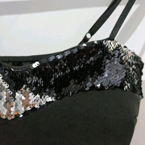Black bodysuit with silver/black sequins like new
