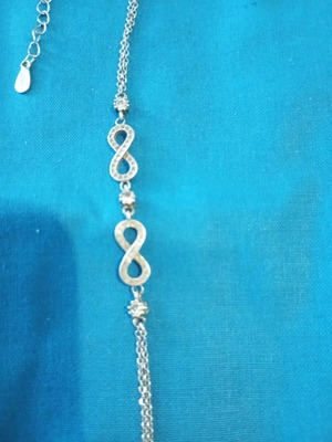 Silver bracelet chain with infinity and zirconia stones like new, 925 stamped