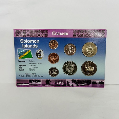 Solomon Islands 7-Coin Set New with Display Card 1987-2010