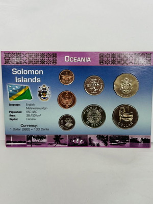 Solomon Islands 7-Coin Set New with Display Card 1987-2010