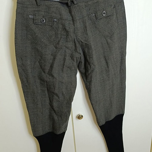 Grey Melange Pants with Patent Leather Belt like new