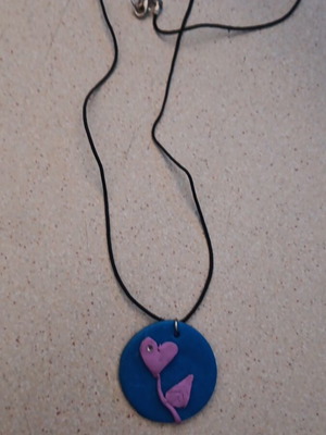 Handmade gypsum necklace blue and pink new