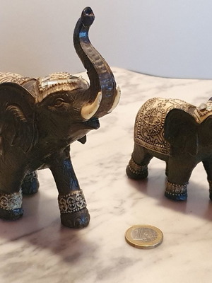Set of ornate resin elephants Indian style