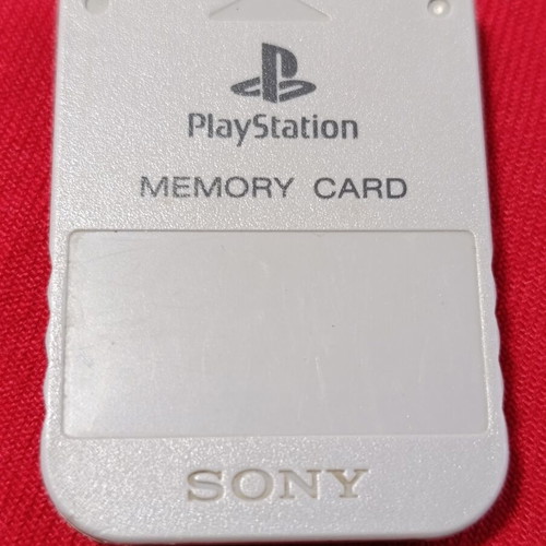 Sony PlayStation 1 memory card used, 1MB storage, gray