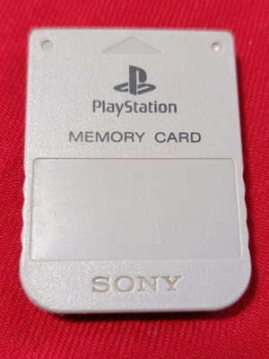 Sony PlayStation 1 memory card used, 1MB storage, gray