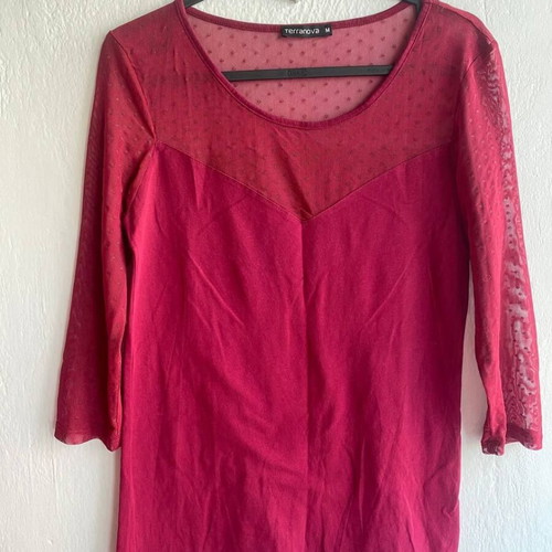 Terranova mesh blouse red new, transparent romantic sexy style