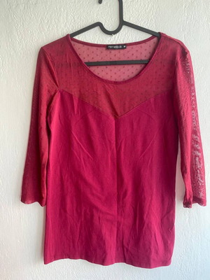 Terranova mesh blouse red new, transparent romantic sexy style
