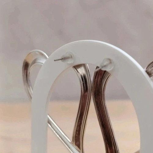 Earrings large silver hearts like new