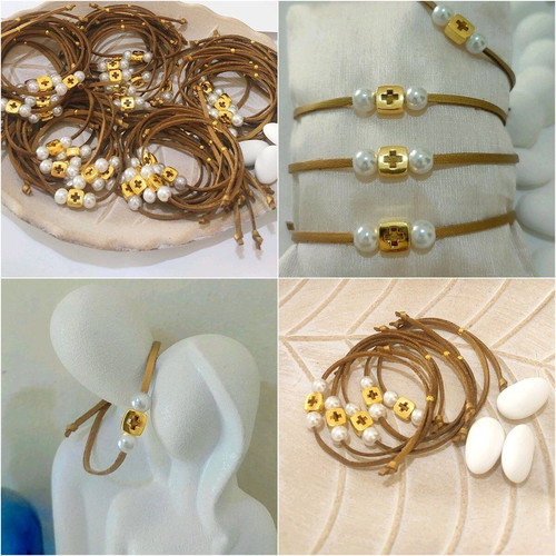 Martyrika bracelets new, pack of 50 with suede leather gold bronze color