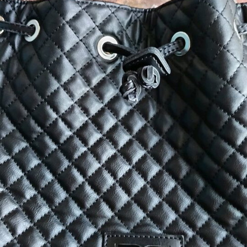 Pierro Quilted Drawstring Shoulder Bag like new, black
