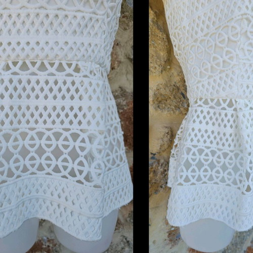 Access Fashion blouse with knitting and pleats, white, like new, size S/M