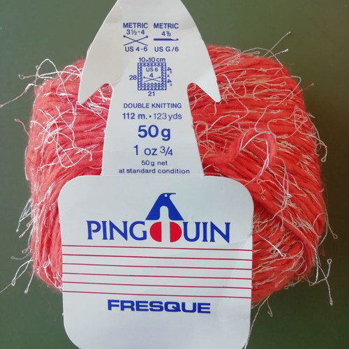 Fresque Pinguin cotton knitting yarn new, orange color
