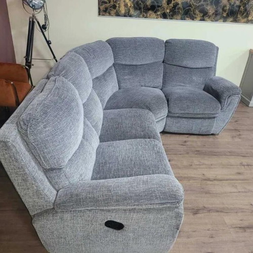 Gray fabric corner sofa with manual reclining mechanism new