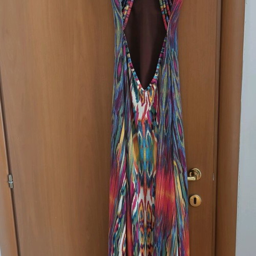 Long backless dress like new, multicolor, size S