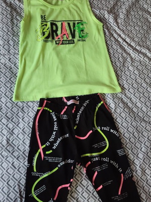 Evita summer set for girls with capri pants, multicolored