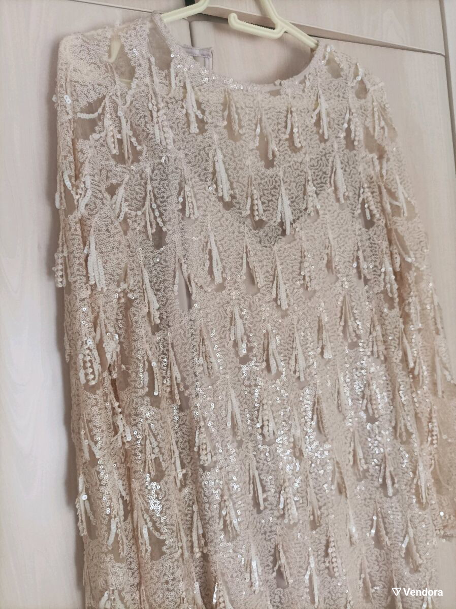 white christmas dresses Zara Sequin summer dress 6 Cream – Sailor Jack Consignment