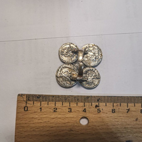 Vintage handmade silver ring with 5 Ottoman Kurus coins like new