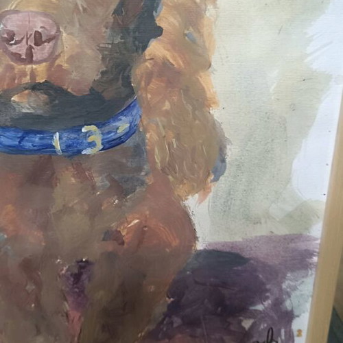 Cocker Spaniel art piece new, handmade with frame