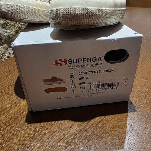 Γυναικείο παπούτσι πάνινο-τζιν Superga μεταχειρισμένο, μπεζ, νούμερο 38