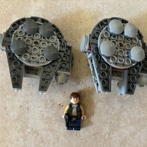 Millennium Falcon with Han Solo LEGO Star Wars set used, pack of 2 with minor missing pieces