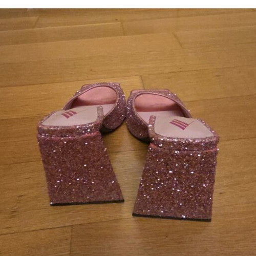 The Attico Devon mules glitter, like new, size 38, pink