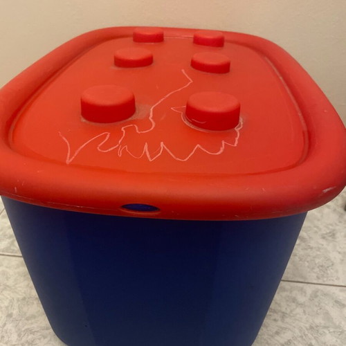 Toy storage box used with wheels