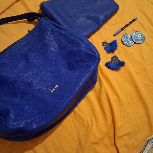 KEM shoulder bag fashion set with 4 accessories, blue