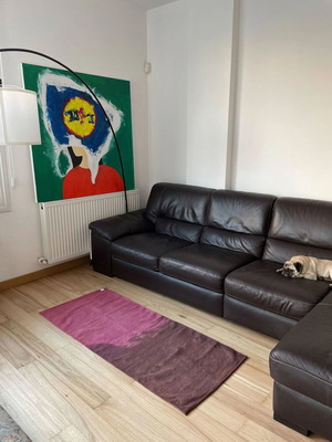 Recycled cotton tiedye rug Rosa and irregular chocolate 150x60 cm