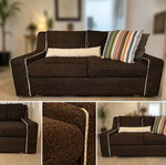 Living room sofa set like new, brown with ecru piping