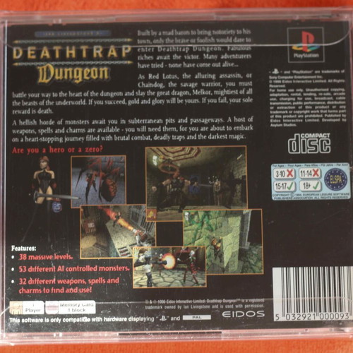 Deathtrap Dungeon PlayStation 1 used, complete English, black version