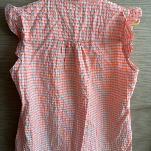 Regalinas checked sleeveless blouse like new with ruffles and tie
