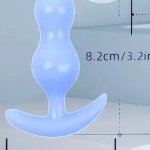 Blue Anatomical Butt Plug Double Bulb M/L New