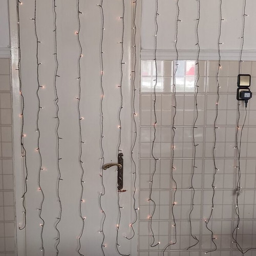 Fairy Light Curtain used, 150 cm wide, 170 cm length, green wire