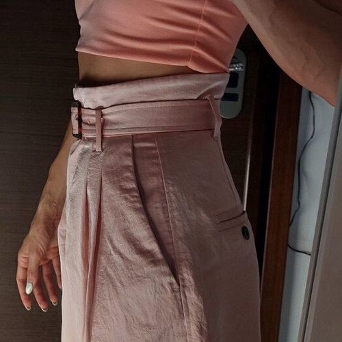 Mango Suit pink high-waisted shorts with belt like new
