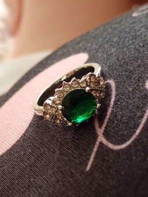 Ring with green lab emerald and silver 925, new
