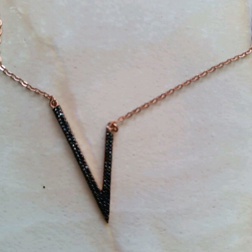 Silver necklace in rose gold color with zirconia like new