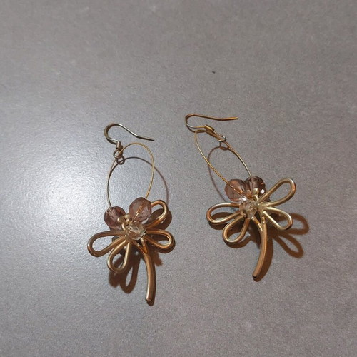 Dangling earrings with butterflies new, gold color
