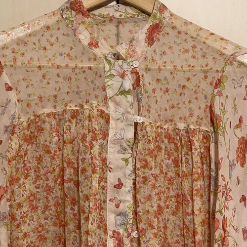 Zara transparent floral shirt size M like new, orange colorful