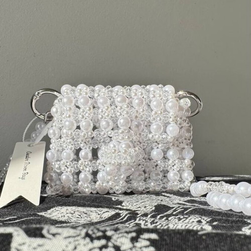 Small handmade beaded bag new, white