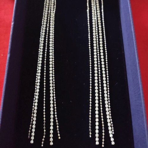 Swarovski Tassel Fit silver long earrings