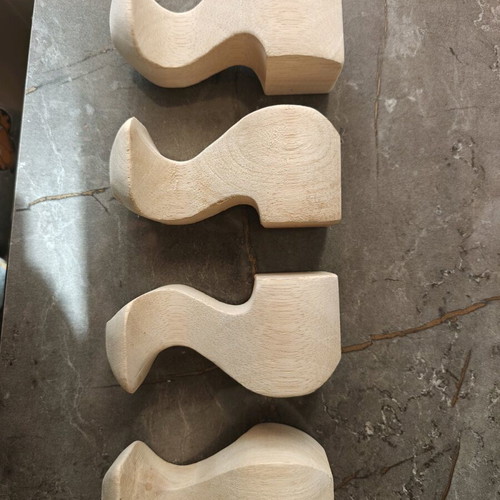 Solid wood furniture legs set of 4, raw, height 11.5 cm