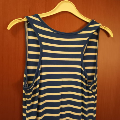 Long striped dress used, white and blue, size M, airy