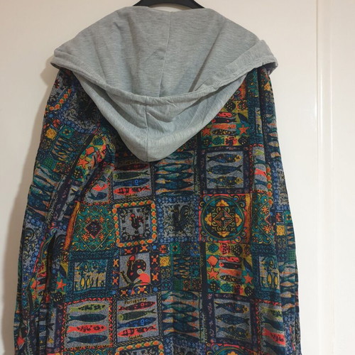 Jacket with hood new, colorful and gray, size XL/XXL