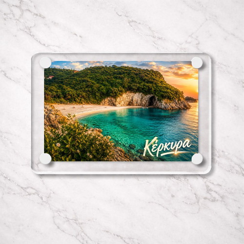 Acrylic fridge magnet 6x9cm, Corfu, Greek Summer collection