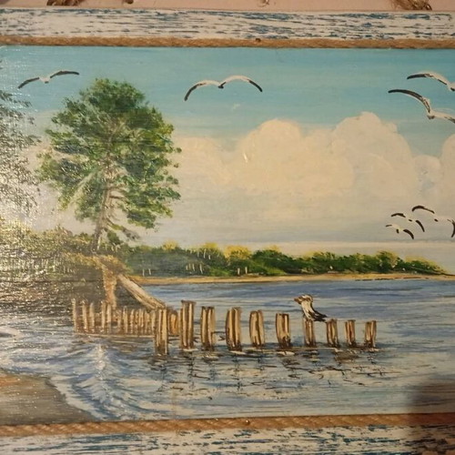 Handmade painting on wood like new 33x23 cm