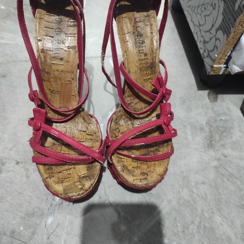 Embroidered sandals refurbished, size 36, multicolor orange
