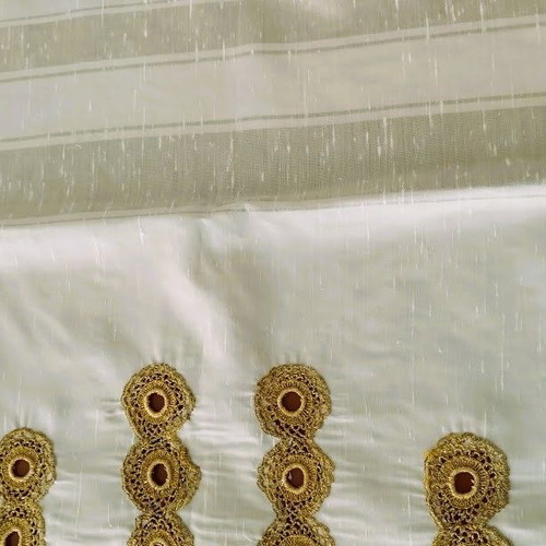 Set of 3 Handmade Table Runners with Golden Crochet Lace like new